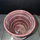 Vtg Mccoy Usa Pottery 4 25    Basket Weave Flower Pot Planter W saucer Purple