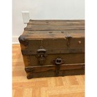 Vintage Wood Steamer Trunk Chest Coffee Table Storage Box Antique Foot Locker