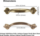 Vintage Solid Brass Pulls  Antique Copper rustic Barn Door Grab Handles kitchen