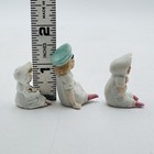 Antique German Bisque Dollhouse Miniature Dolls Girls Sitting Bonnet Set Of 3
