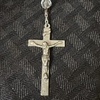 Afco Vintage Rosary Clear Crystal Beads Sterling Silver Crucifix   Center Medal