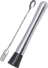 Stainless Steel Cocktail Muddler   Bar Mixing Spoon     2 Piece Bartender Tool Set