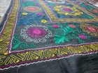 Black Velvet Uzbek Suzani     Hand-embroidered Textile Panel     190 X 110 Cm