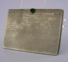 Pretty 800 Solid Silver Stamp Case Holder C1910 Green Stone Set Desk Antique