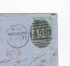 1873 Qv Fine 1 - Green Stamp On Manchester Entire To Lisbon Portugal   Franca Pd