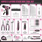 Workpro 8v Pink Cordless Drill Driver 43pcs Tool Set Lithium-ion Power Drill Bit