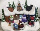 Ceramic Bisque   Ready To Paint     Snowman Village Houses  Lights Up