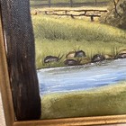 Old Covered Bridge Nostalgic Summer Signed Oil Painting Canvas Framed