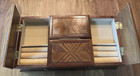 Vintage London Leather Wood Jewelry Box Beveled Mirrored Vanity Chest Taiwan