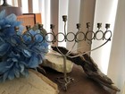 Vintage Sterling Silver Rustic Hanukkah Menorah Jewish Nine Candle Holder 110g