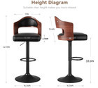 Swivel Bar Stools Set Of 2 Seat Adjustable Height 24 5-33 5in