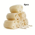 6pcs Natural Luffa Loofah Sponges - Exfoliating Body Scrubber With Hanging Loops