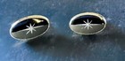 Vintage Mcm Swank Black Enamel Starburst Cufflinks    Atomic Age   1950s-1960s