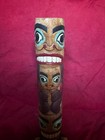 Vintage Alaska Eskimo Inuit Mother Bear  man Hand Carved Wood Totem Pole