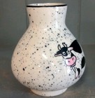 Ceramic Cow Bud Vase Vintage Black   White Cartoon Farm Calf County Barnyard 
