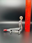 Rare Vintage 1940 s Italian Blown Glass Liquor Bottle Seal W  Ball Figure Empty