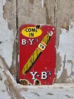 Vintage Y-b Cigar Porcelain Sign Yb Tobacco Pipe Cigarette Smoke Shop Door Push