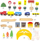 60pcs Wooden Train Set For Kids  Wood Train Track Set Train Railway Accessor   