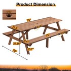6-person Outdoor Rectangular Wooden Picnic Table With Built-in Benches  Brown