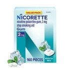 2 Pack Nicorette Nicotine Gum Stop Smoking Aids 2 Mg  White Ice Mint 160 Count