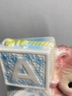 Vintage Relpo 6102 Nursery Baby Planter Kitschy Blocks Bear Pink Blue Read Below