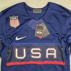  140 Nike 2022 Olympics Team Usa Hockey Navy Blue Jersey Mens Small