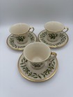 3 Sets Lenox Holiday Dimension Footed Coffee tea Cups   Saucers   Gold Holly