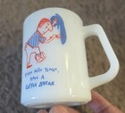 Set 4 Federal Heat Proof Tenax Paint Advertising  Coffee Break Mugs W Box   Mint