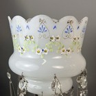 Antique Pair Victorian Enamel Painted Decorated Art Glass Lusters Prisms