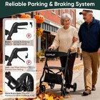 Foldable Rollator Walker With Seat For Seniors Adults Rolling Walker Max 300 Lbs