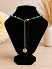 Turquoise Beaded  Floral Pendant Necklace 