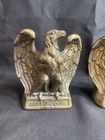 Vintage    1776    Eagle 6    Brass Wash Cast Iron Bookends Colonial Virginia 1968