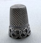 French Antique Art Nouveau Silver Thimble 1905 Floral Border France Size 9