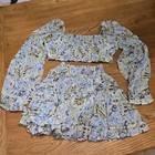 Nwt Reset Women s 2 Piece Top skirt Multicolor  Ruffles Lacing Accents Sz M