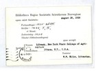 Usa  agriculture College  Perfin Card Norway Library samwells-covers  1935 Cq208