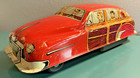 Large Vintage Lupor Woody Station Wagon Tin Litho Friction Car 1950s 10 5 