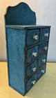 8 Drawer Vintage Spice Cabinet cupboard chest apothecary-blue Paint-primitive
