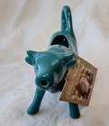Pioneer Woman Cow Creamer pitcher vase    Nwt   Teal Blue Stoneware  4 5 h X 7 l