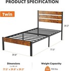 Jhk Twin Size Sturdy Metal Platform Bed Frame With Wood Headboard And Footboard
