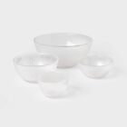 4pc Ribbed Glass Bowl Set Clear - Threshold