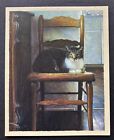  one  Brown Snowshoe Tabby Cat On Chair Vtg Bookmark Deluxe Blank Note Card
