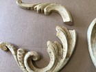2 Vintage Ornate Oak Carved Wood Design Pieces From Old Cabinet