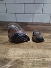 Set Of 2 Omc Otagiri Vintage Ceramic Owls Nesting Stoneware  Figurine Japan