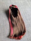 Truly Me 109 E Wig Brown Hair Bangs Pink Highlights American Girl Doll Custom