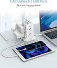 Tower Power Strip 8 Outlets 3 Usb Ports 6ft Extension Cord Surge Protector