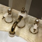 Jade White 8  Widespread Bathroom Lav Sink Faucet Mixer Tap 3 Holes Deck Mounted