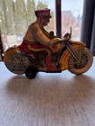 Vintage Marx Tin Wind-up Motorcycle Rider Toy Usa Litho Metal 1950s Works as-is