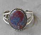 Navajo Benson Yazzie Petrified Wood   Sterling Cuff 6 25  Fit W  Gap 32 Grams