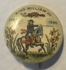 Vintage King William Iii  1688 - 1690 Celluloid Button Pin Pinback Advertising