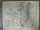 Antique 1880 Egypt Holy Land Italian Geography Map Color 12 25  X 9 5  C29-6